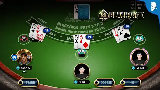 Blackjack-App auf dem Mobilgerät, Hand mit 8 gegen 17