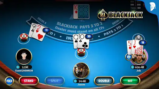 Blackjack-App auf dem Mobilgerät, Hand mit 9 gegen 15